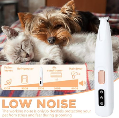 Rechargeable Dog Paw Trimmer with LED Light – Low Noise Clipper